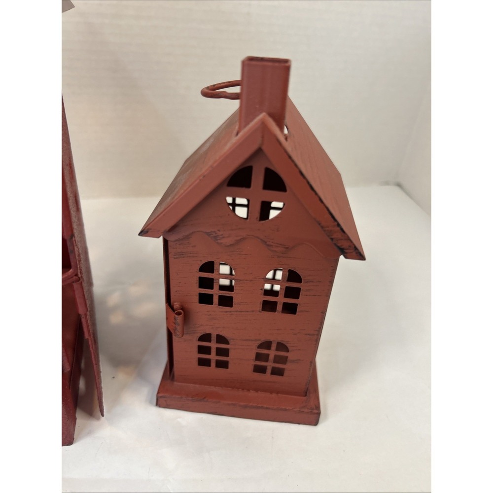 Red Barn Lamp Night Light Country Rustic Metal Farmhouse Decor Tea light Lot - Picture 3 of 16